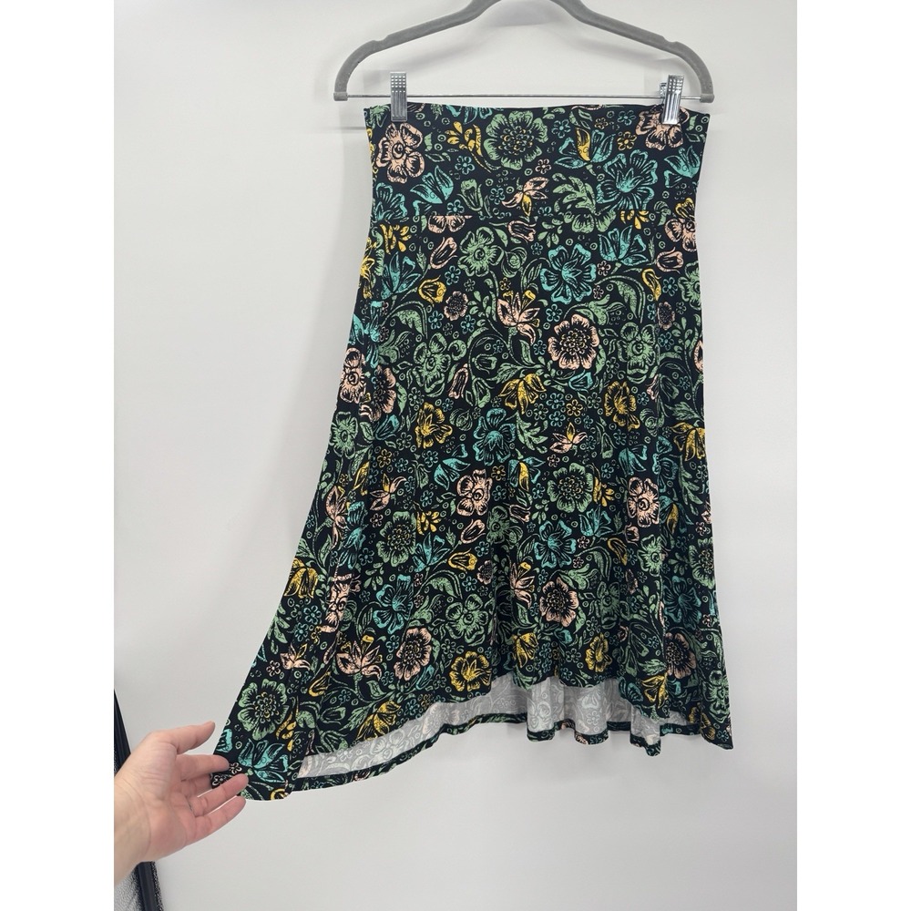 Whimsigoth Fairy Grunge Lularoe Azure Skirt Medium Hi Low Stretch Dark Floral - Picture 3 of 10